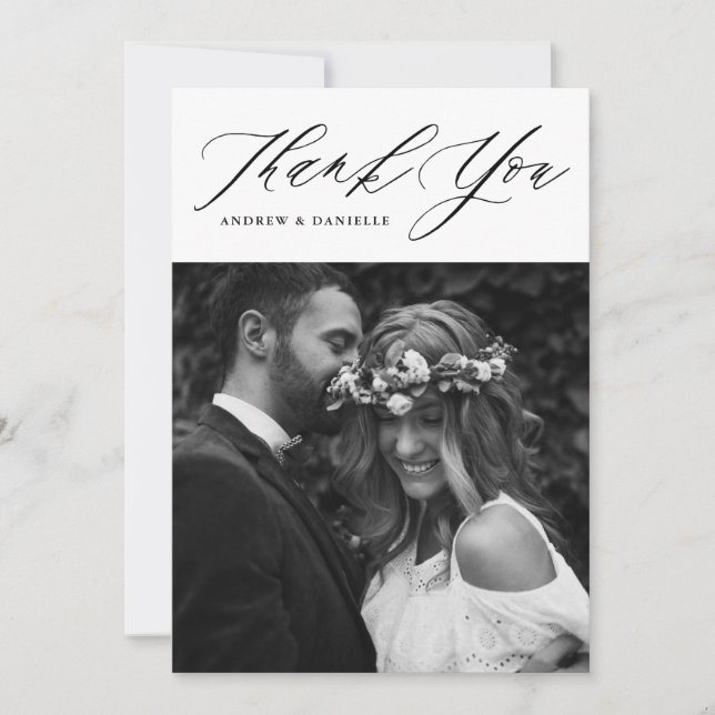 Mariage de Merci vertical de script élégant noir (Devant)
