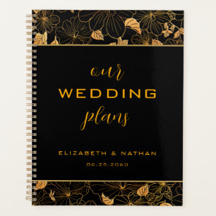 Mariage de modèle floral noir et or de luxe