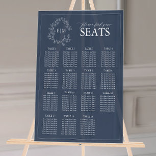 Mariage de Monogramme de la Marine Blue Leafy Cres
