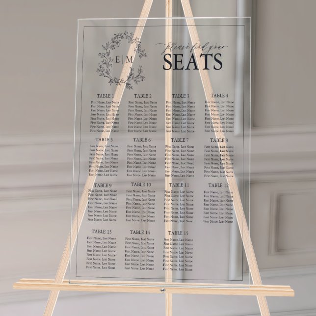 Mariage de Monogramme de la Marine Blue Leafy Cres (Wedding Seating Chart!
)