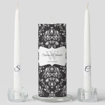 Mariage de monogramme noir blanc Damask