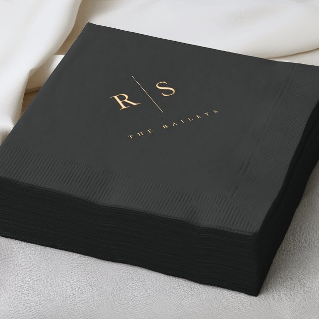 Mariage de monogramme noir et or classique (Créateur téléchargé)