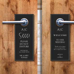 Mariage de Monogramme Noir moderne Affichette de p