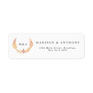 Mariage de monogramme orangé de couronne botanique