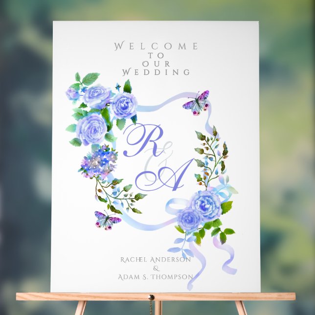 Mariage de monogramme Rose bleu (Neutre)