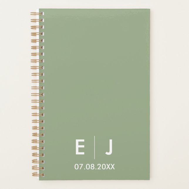 Mariage de monogramme vert et blanc Sage (Devant)