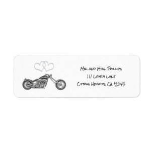Mariage de motards avec moto et coeurs argentés