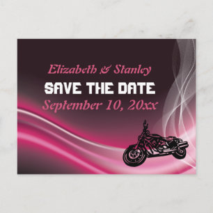 Mariage de motards roses Enregistrer la date carte
