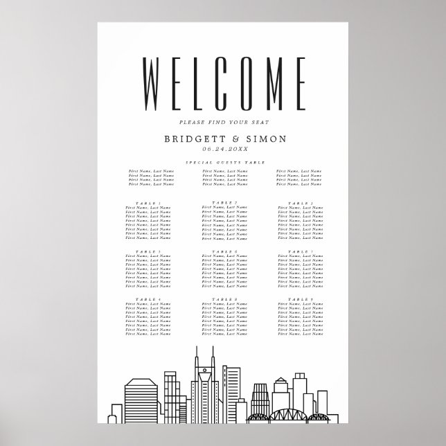 Mariage de Nashville | 10 Tableau de sièges (Devant)