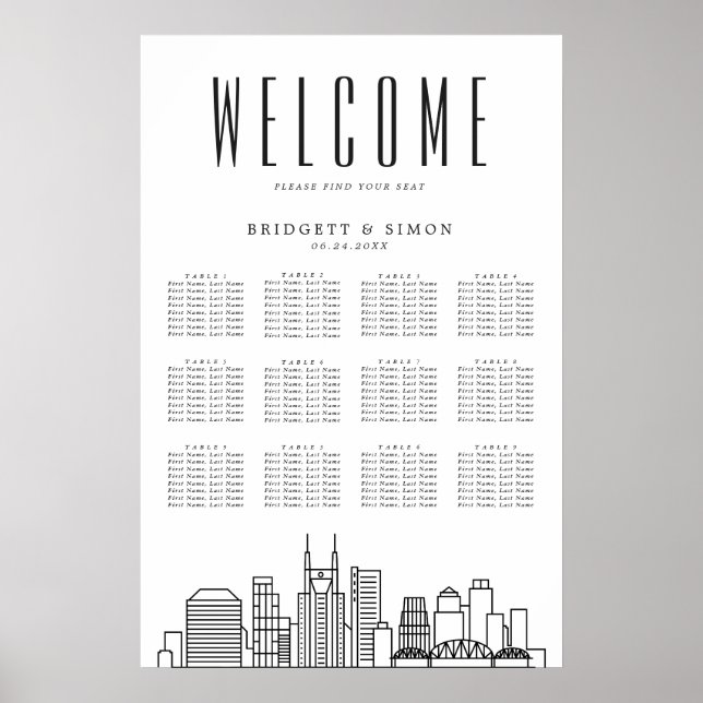 Mariage de Nashville | 12 Tableau des sièges (Devant)