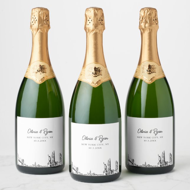 Mariage de New York Étiquette Champagne (Bouteilles)