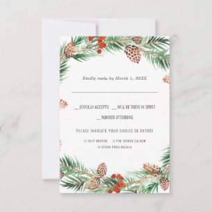 Mariage de Noël Aquarelle RSVP avec choix de rep