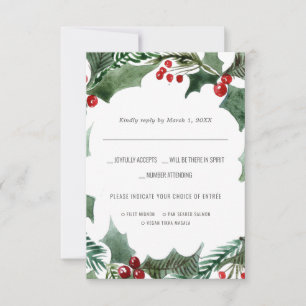 Mariage de Noël Aquarelle RSVP avec choix de rep