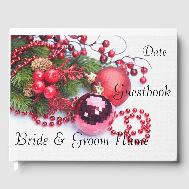 Mariage de Noël d'hiver Livre d'invité Mariée Groo (Recto)
