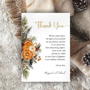 Mariage de Noël Floral d'hiver Carte de remercieme