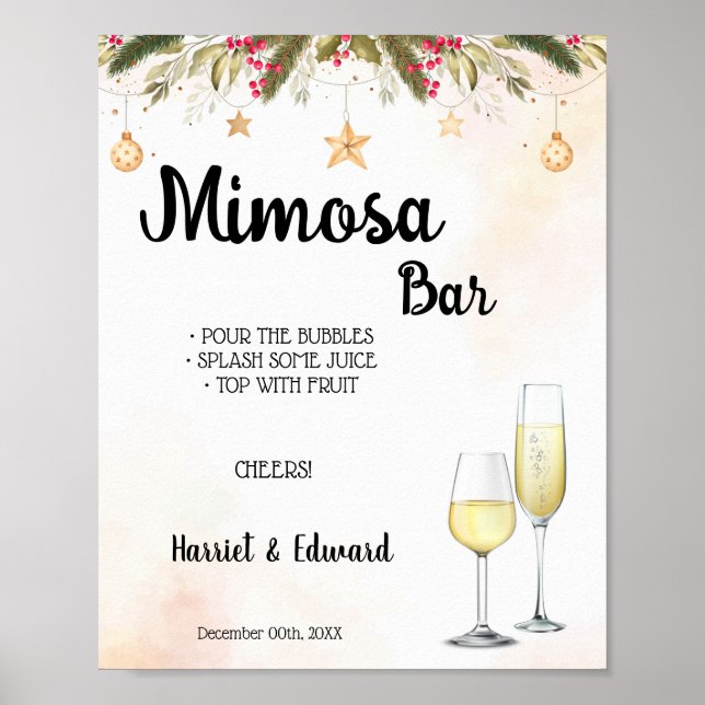 Mariage de Noël Mimosa Bar Fête des mariées Poster (Devant)