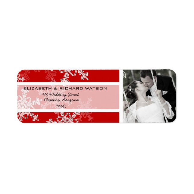 Mariage de Noël Red White Snowflakes Photo (Devant)