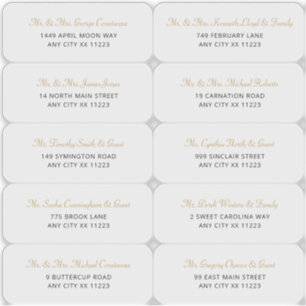 Mariage de nom Or simple Étiquettes de adresse inv