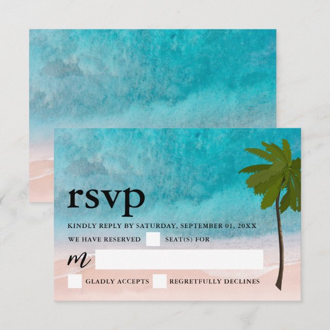 Mariage de palmier Ocean Beach RSVP (Devant / Derrière)