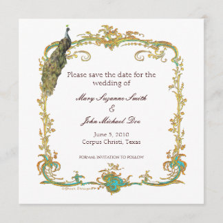 Mariage de paon Enregistrer la date Invitation