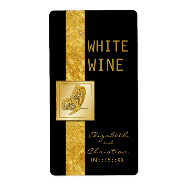 Mariage de papillon d'or Étiquettes de vin (Devant)