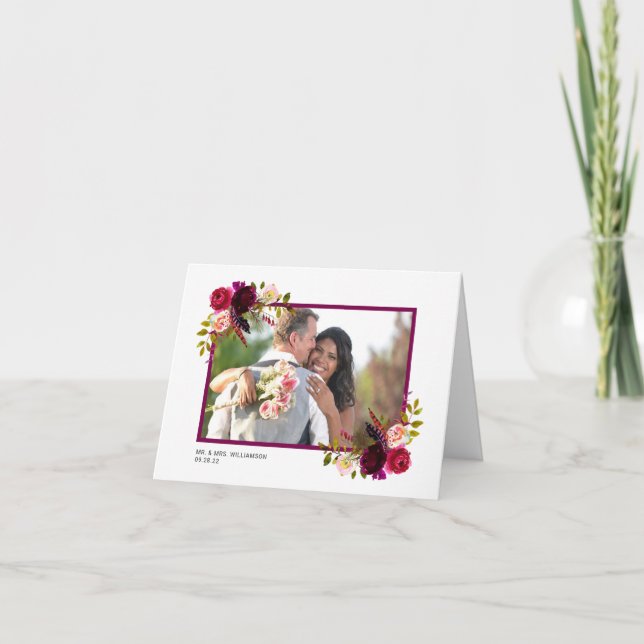 Mariage de photos florales de Bourgogne merci note (Devant)