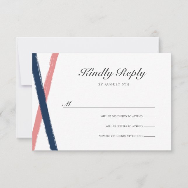 Mariage de pinceaux modernes RSVP | Marine Coral (Devant)