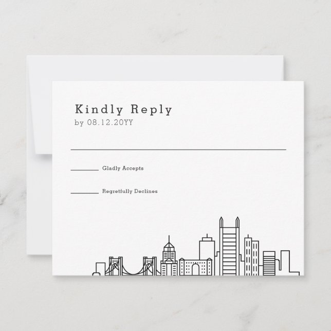 Mariage de Pittsburgh | Stylisé Skyline RSVP (Devant)