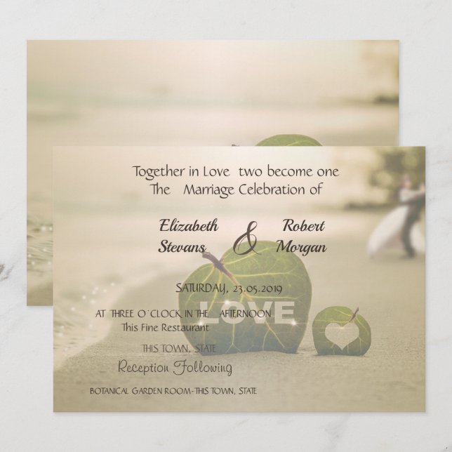 Mariage de plage, Amour Invitation (Devant / Derrière)