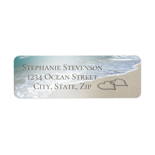 Mariage de plage Coeurs Monogrammes dans le sable (Devant)