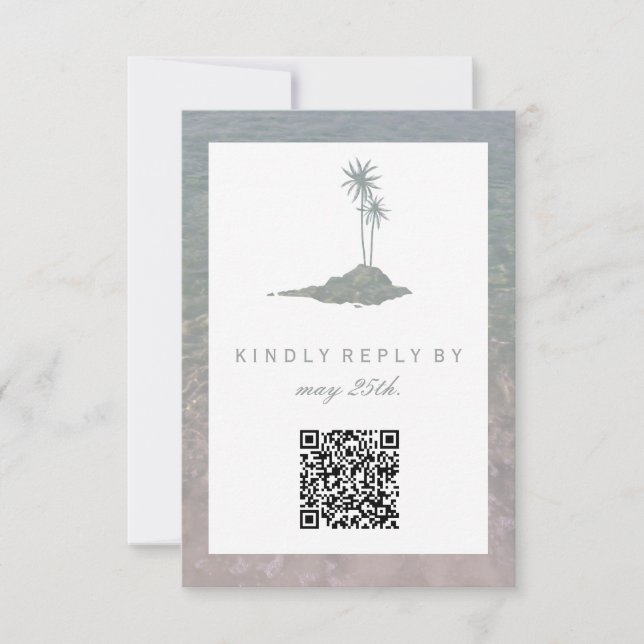 Mariage de plage d'île moderne QR RSVP (Devant)