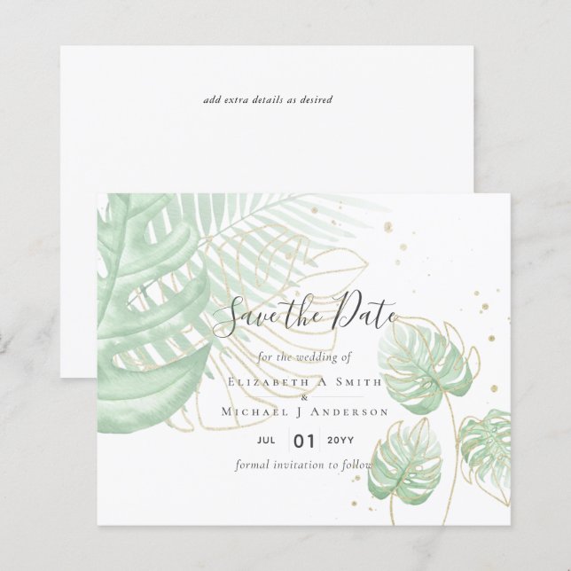 Mariage de plage Feuille de l'île tropicale Palm (Devant / Derrière)