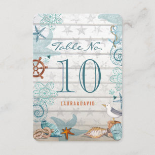 Mariage de plage nautique   Carte Numéro de lieu d