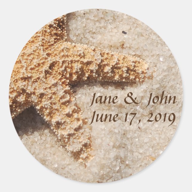 Mariage de plage Starfish sur Stickers de sable (Devant)