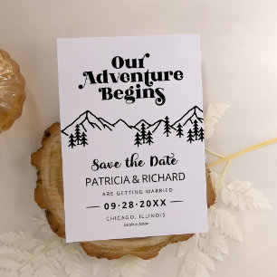 Mariage de plein air en montagne rustique, carte d