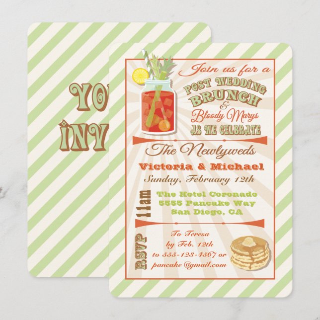 Mariage de poste Brunch et Bloody Marys Invitation (Devant / Derrière)