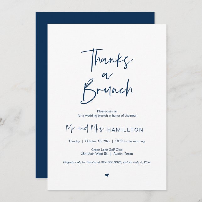 Mariage de poste Brunch, Merci une invitation Brun (Devant / Derrière)