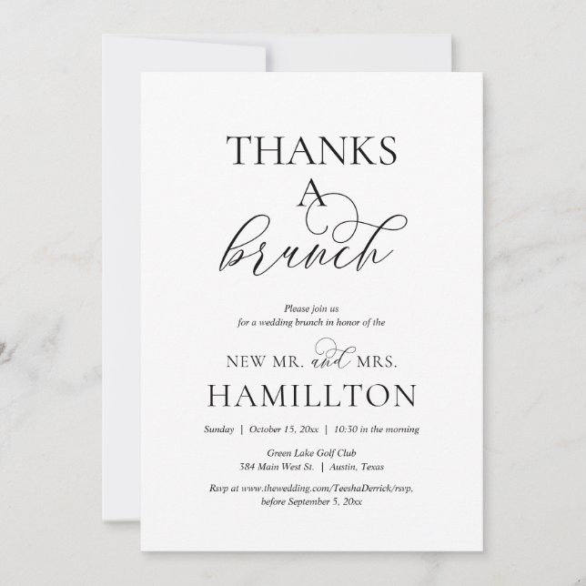 Mariage de poste Brunch, Merci une invitation Brun (Devant)