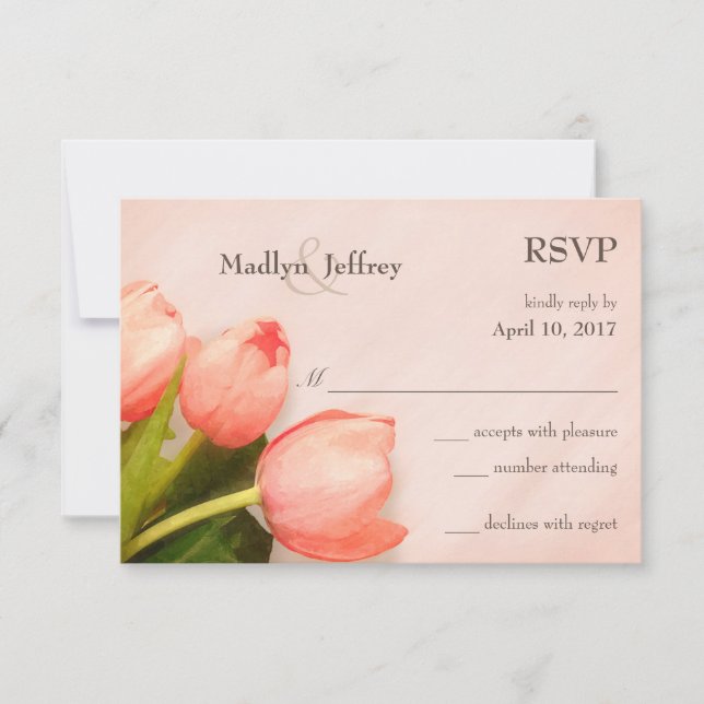 Mariage de printemps rose rousse Tulipes RSVP (Devant)