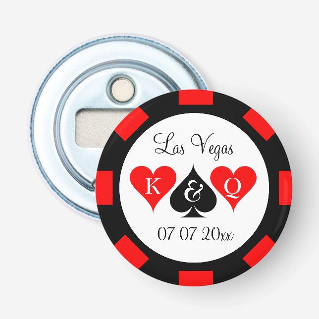 Mariage de puce de poker faveur ouvre-bouteille ma (Devant)