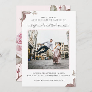 Mariage de roses roses Pink Photo Invitation