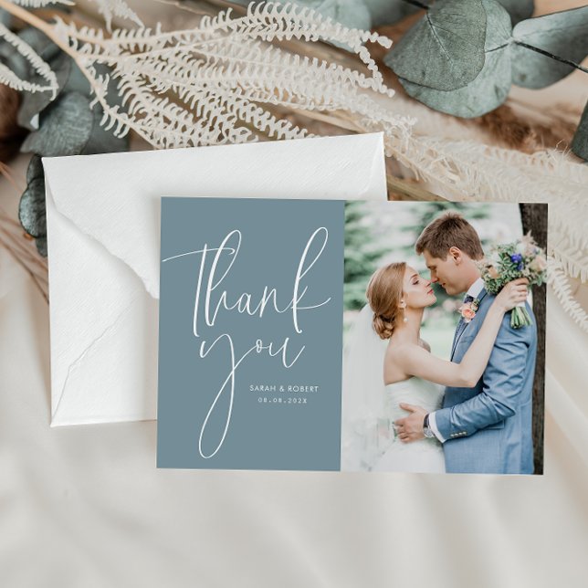 mariage de script blanc merci carte photo (Créateur téléchargé)