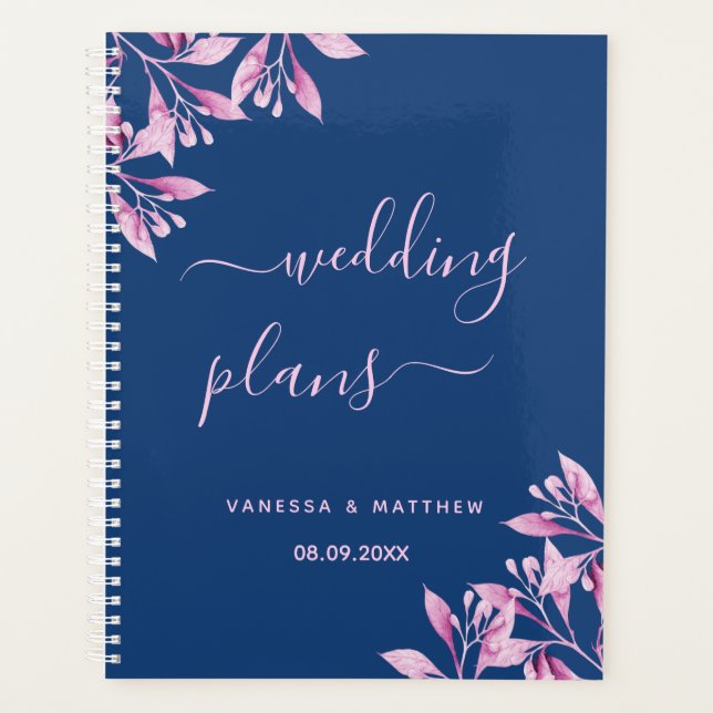 Mariage de script bleu flush rose (Devant)