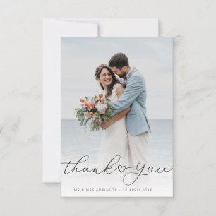  mariage de script cardiaque carte de remerciement