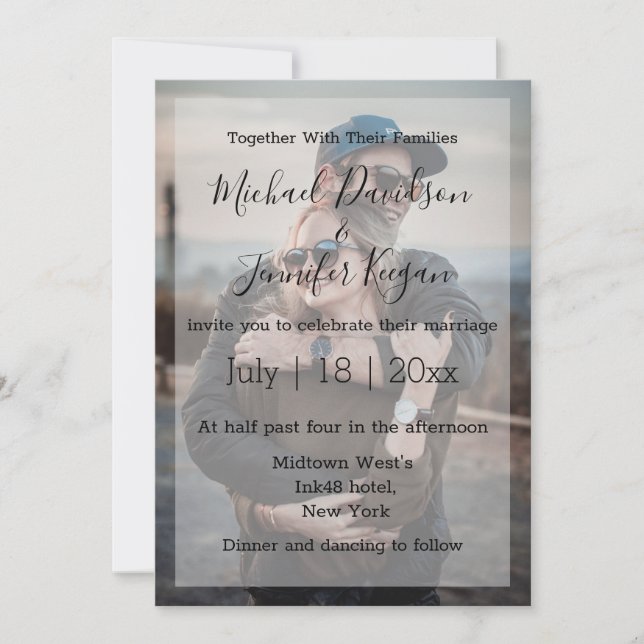 mariage de script chic élégant faded invitation ph (Devant)