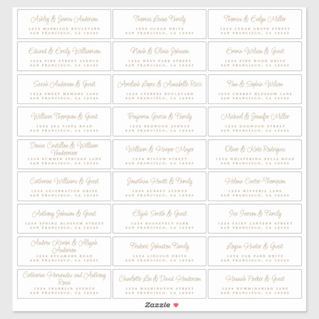 Mariage de script chic Étiquettes de adresse invit (Feuille)