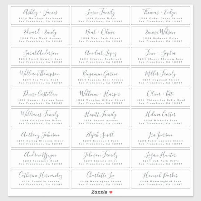 Mariage de script chic Étiquettes de adresse invit (Feuille)