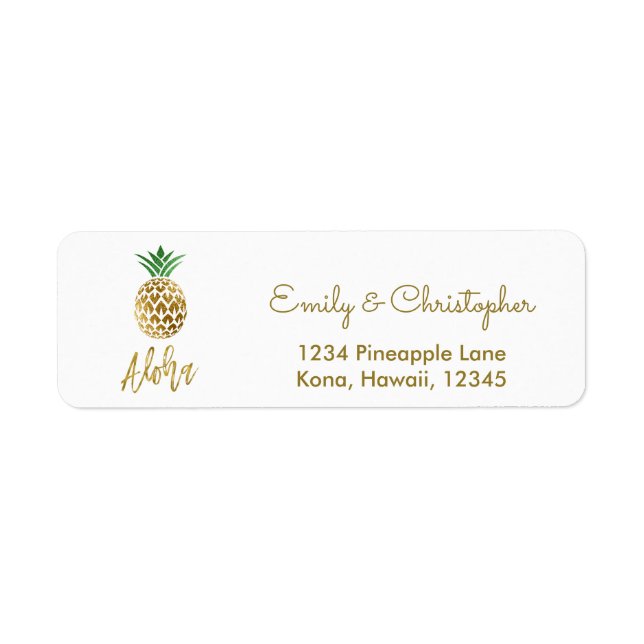 Mariage de script Gold Foil Aloha Pineapple (Devant)