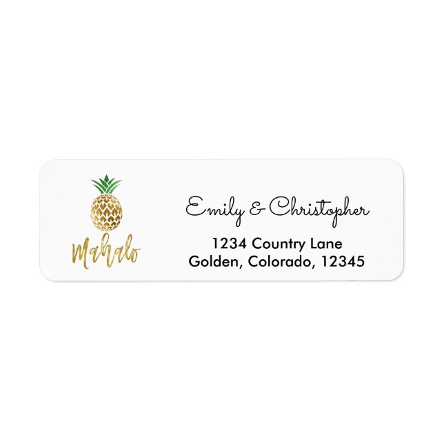 Mariage de script Gold Foil Mahalo Ananas (Devant)