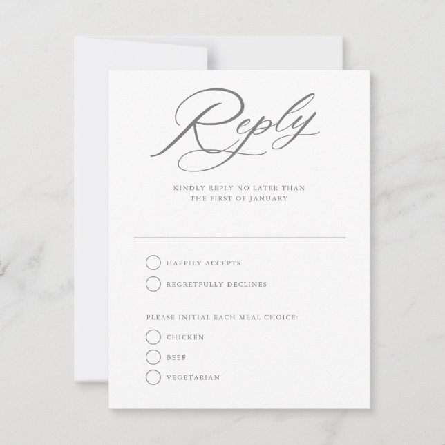 Mariage de script gracieux blanc réponse carte RSV (Devant)